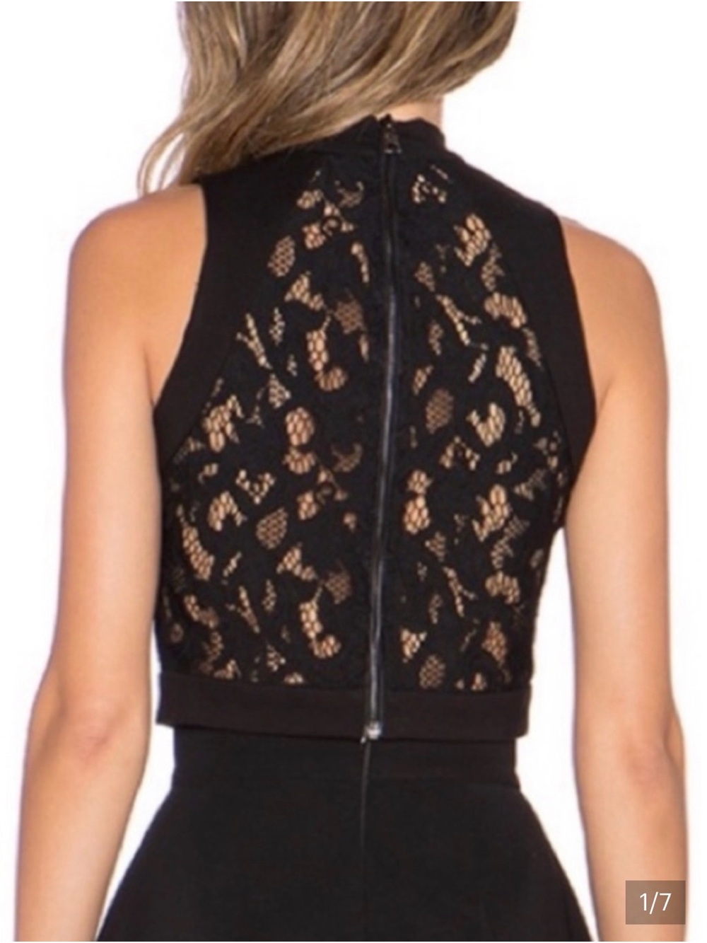 Parker Black Lace-Back and Panel Sleeveless Crop Top
